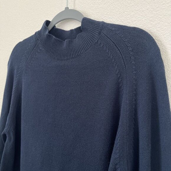 EVERLANE Women's Knit Pullover Sweater Blue Sz M Cotton Mock Neck Minimalist - Picture 4 of 6
